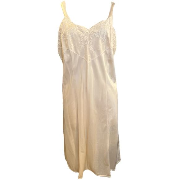 Vintage Belle Fleur Pin Up Semi Sheer Slip Dress Sz M Cream Grunge Retro Indie - Picture 1 of 8